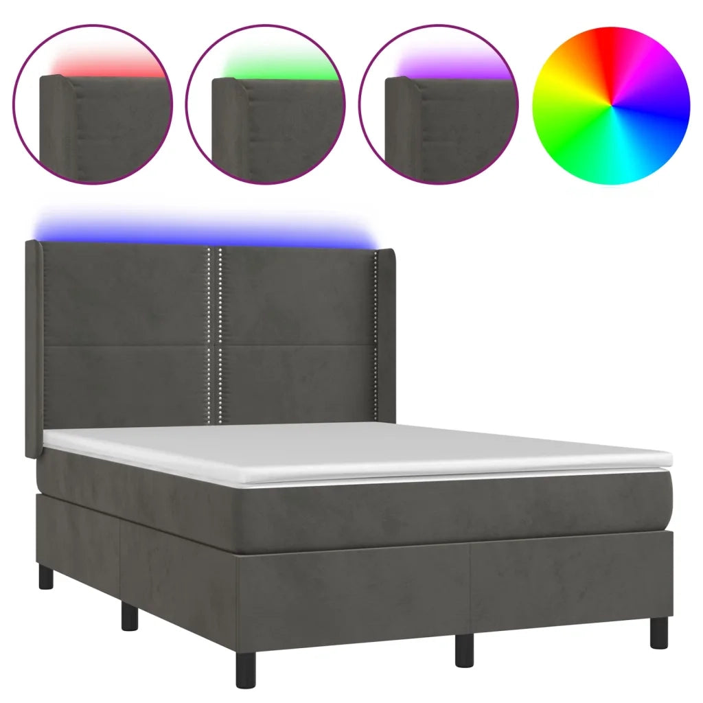 Letto a Molle con Materasso e LED Grigio Scuro 140x200 cmcod mxl 123370