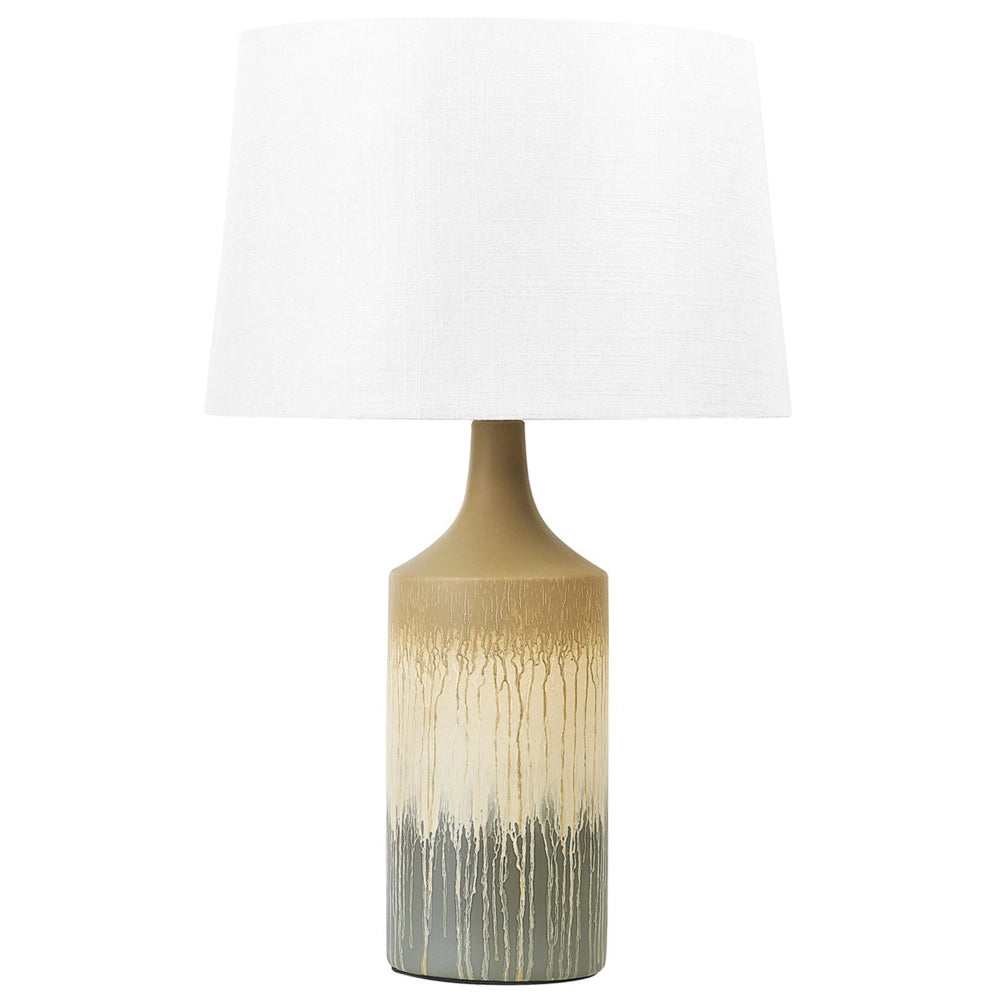 Lampada da tavolo in ceramica lino beige grigio bianco base 64 cm paralume tessuto scrivania moderna