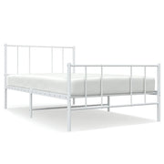 Letto singolo | Letto per adulti | Giroletto con Testiera e Pediera Metallo Bianco 90x190 cm