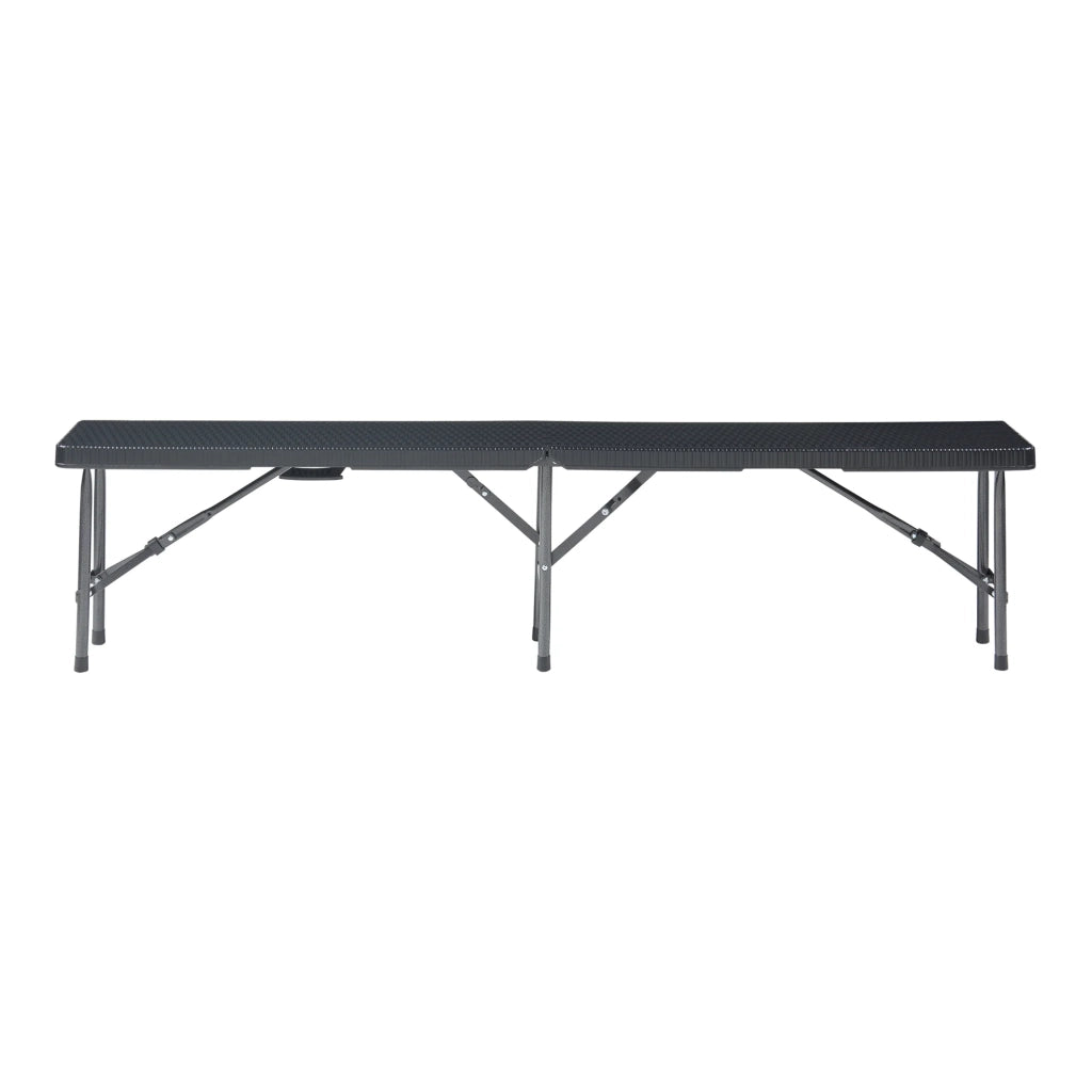 Set di 2 panche da campeggio pieghevoli 180 x 25 x 43 cm effetto rattan nero 03_0009600