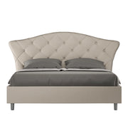 Letto Matrimoniale 160x190 cm con Rete e Contenitore con Testata Imbottito in Similpelle Langre Tortora