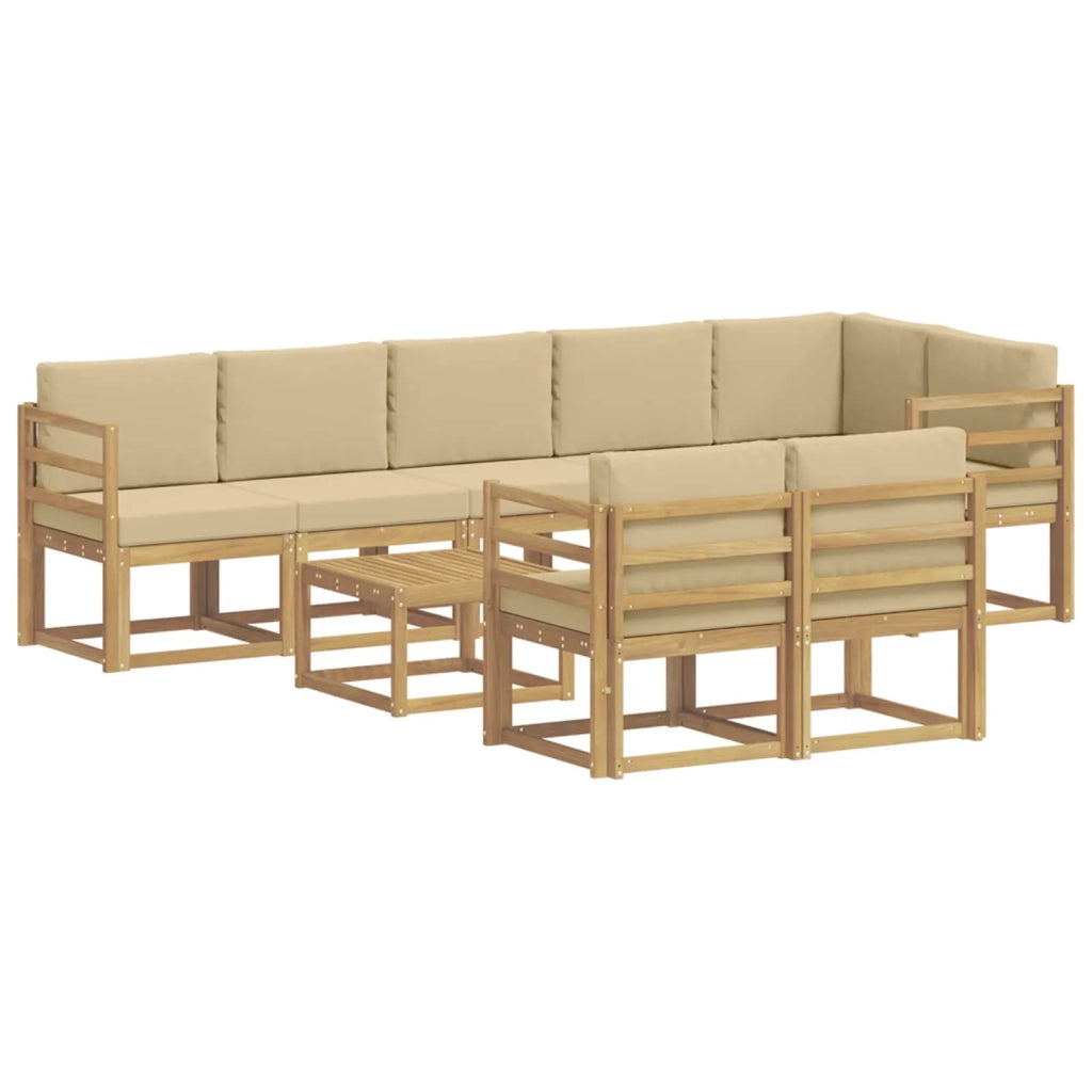 Set di divani da esterno 9 pcs Bianco e Beige Poliestere 3387827