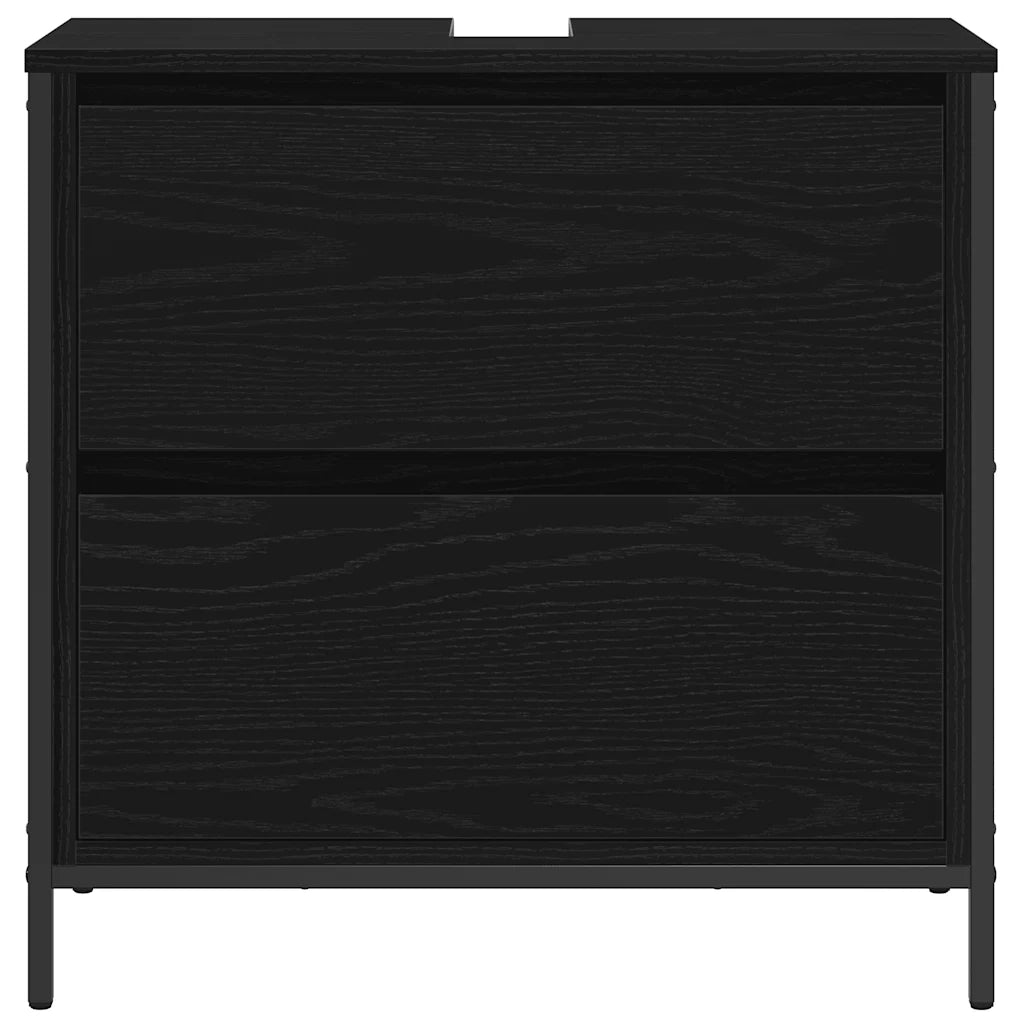 Mobile Lavabo da Bagno con Cassetti Rovere Nero 60x34,5x60 cm 861882