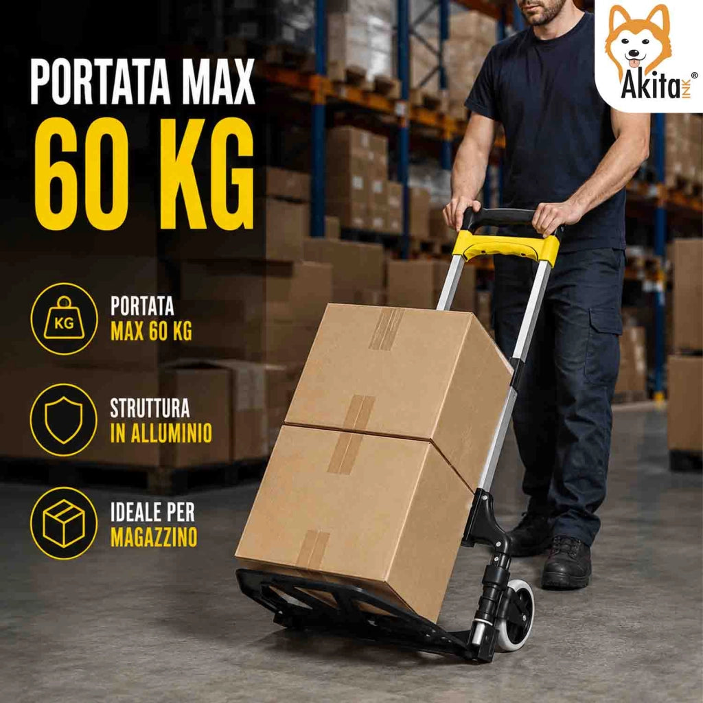 Akitaink Carrello Pieghevole Porta Pacchi in Alluminio 60 kg