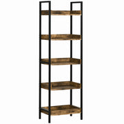 Libreria Industriale 5 Ripiani in Legno e Metallo ¨C zephmum ¨C 48x30x155cm Marrone Rustico