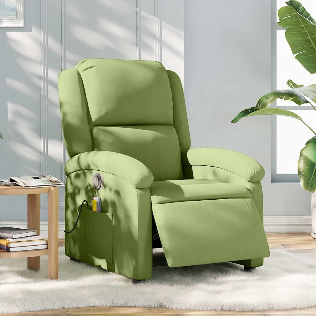 Poltrona Massaggiante Reclinante Elettrica Verde Chiaro Velluto