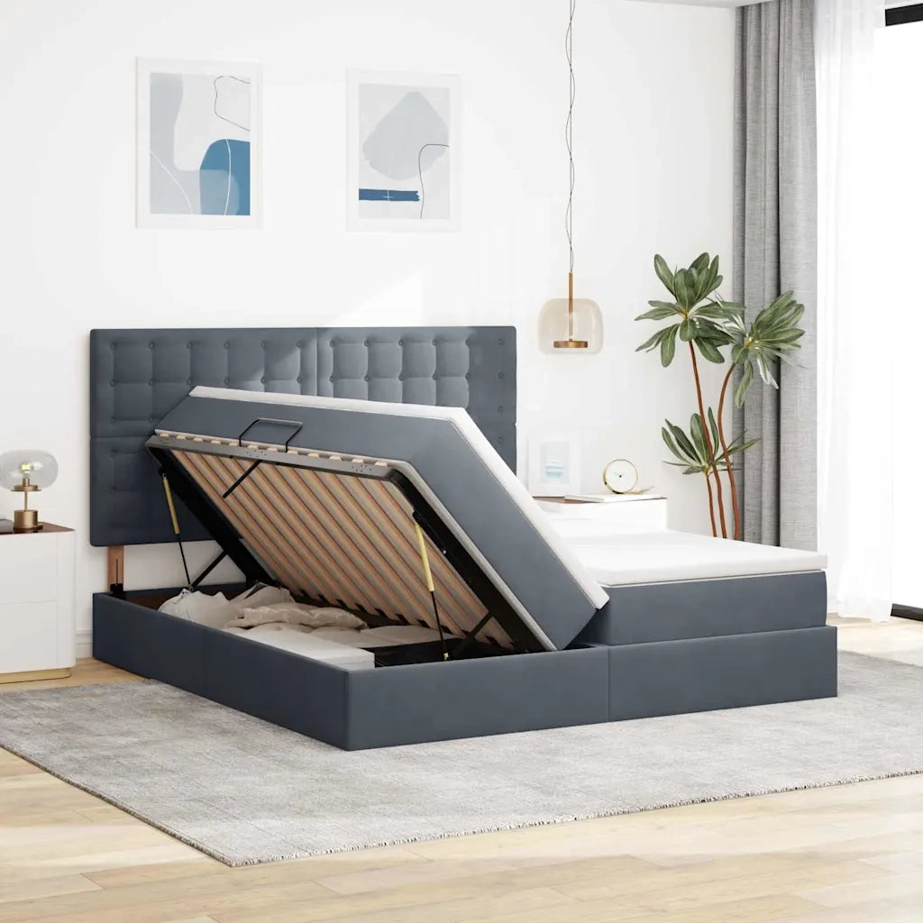Letto con Contenitore Grigio scuro 180 x 200 cm Velluto