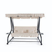 Dondolo 3 Posti Reclinabile Con Tettuccio Regolabile Cuscini Imbottiti Diventa Letto Struttura In Acciaio Giardino Esterno Balcone Terrazzo 200 x 120 x 160 cm Beige