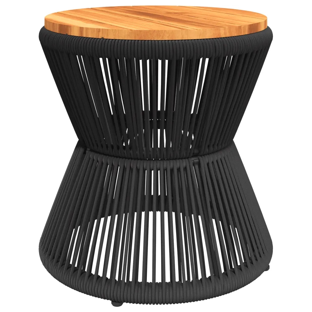 Tavolino-Tavolino da soggiorno-Tavolo Base in Filo Metallico Nero ? 45x44 cm Massello Acacia