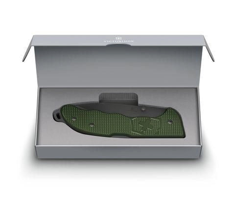 Victorinox 0.9425.DS24 Evoke BSH Alox Coltello Pieghevole 4 Funzioni Lama 10 cm con Perno per Pollice e Clip Rimovibile colore Verde Oliva