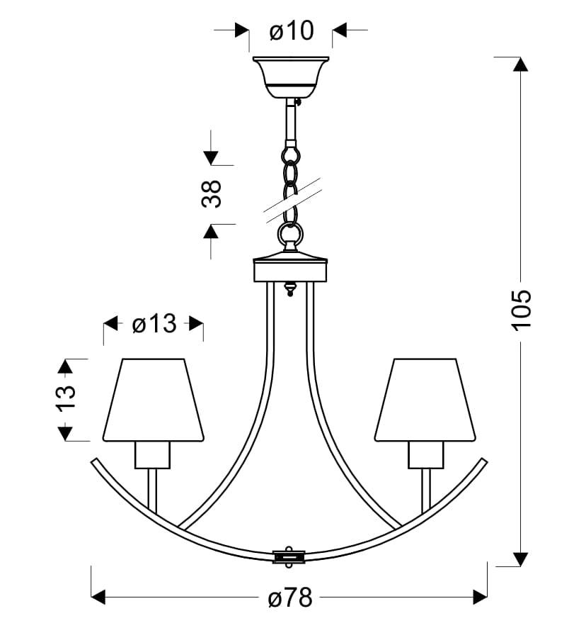 Lampadario Londyn Candellux 6 luci E27 nero/bianco