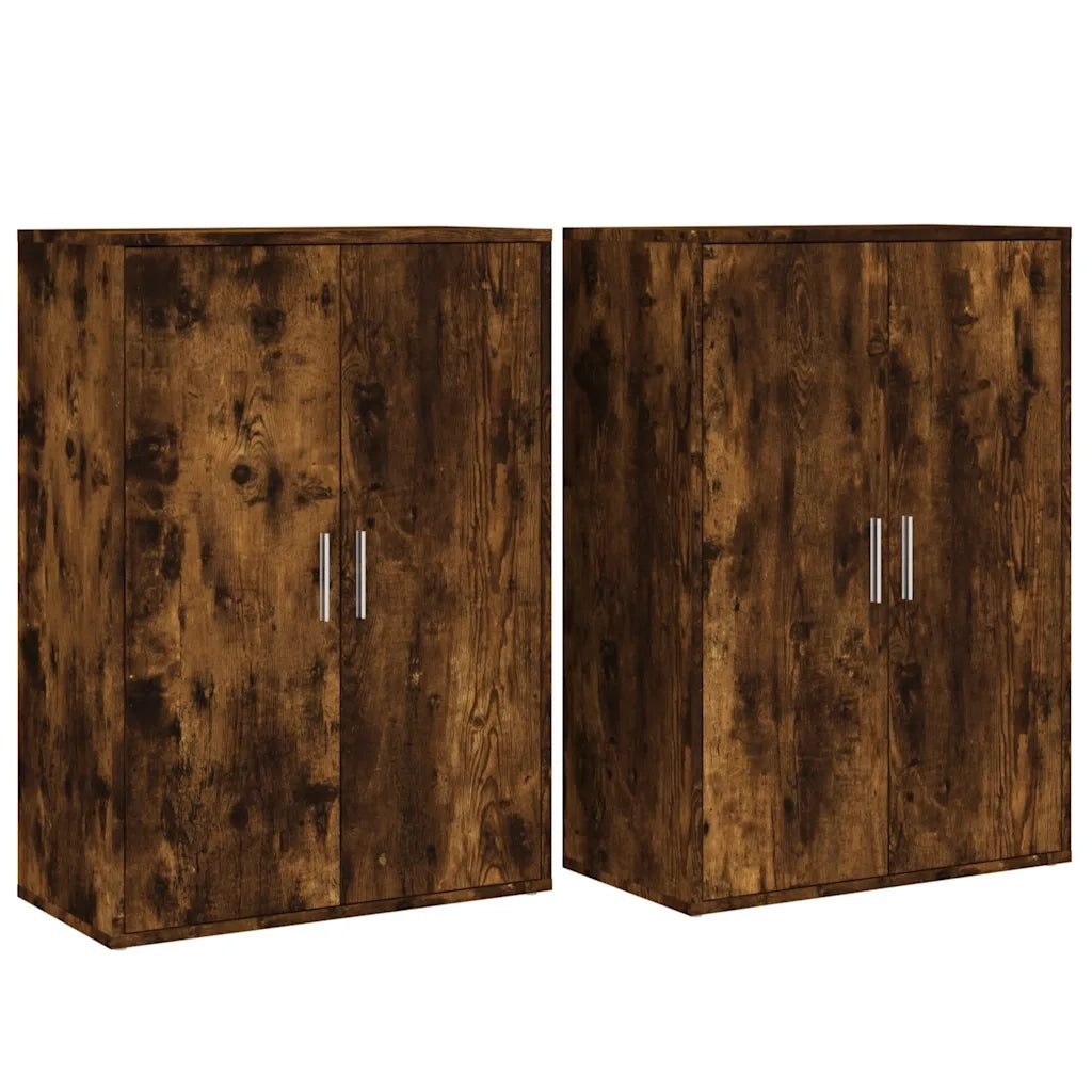 Credenze 2 pz | Madia | Buffet da pranzo | Armadio da pranzo Rovere Fumo 60x31x84 cm in Legno Multistrato