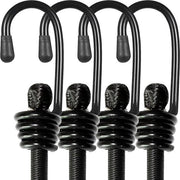 Bungee-koorden con gancio - Cordoni elastici robusti - 4 pezzi - Adatti per fissare vele, bagagli, tende, biciclette o attrezzature da giardino - Neri (8 mm * 120 cm)