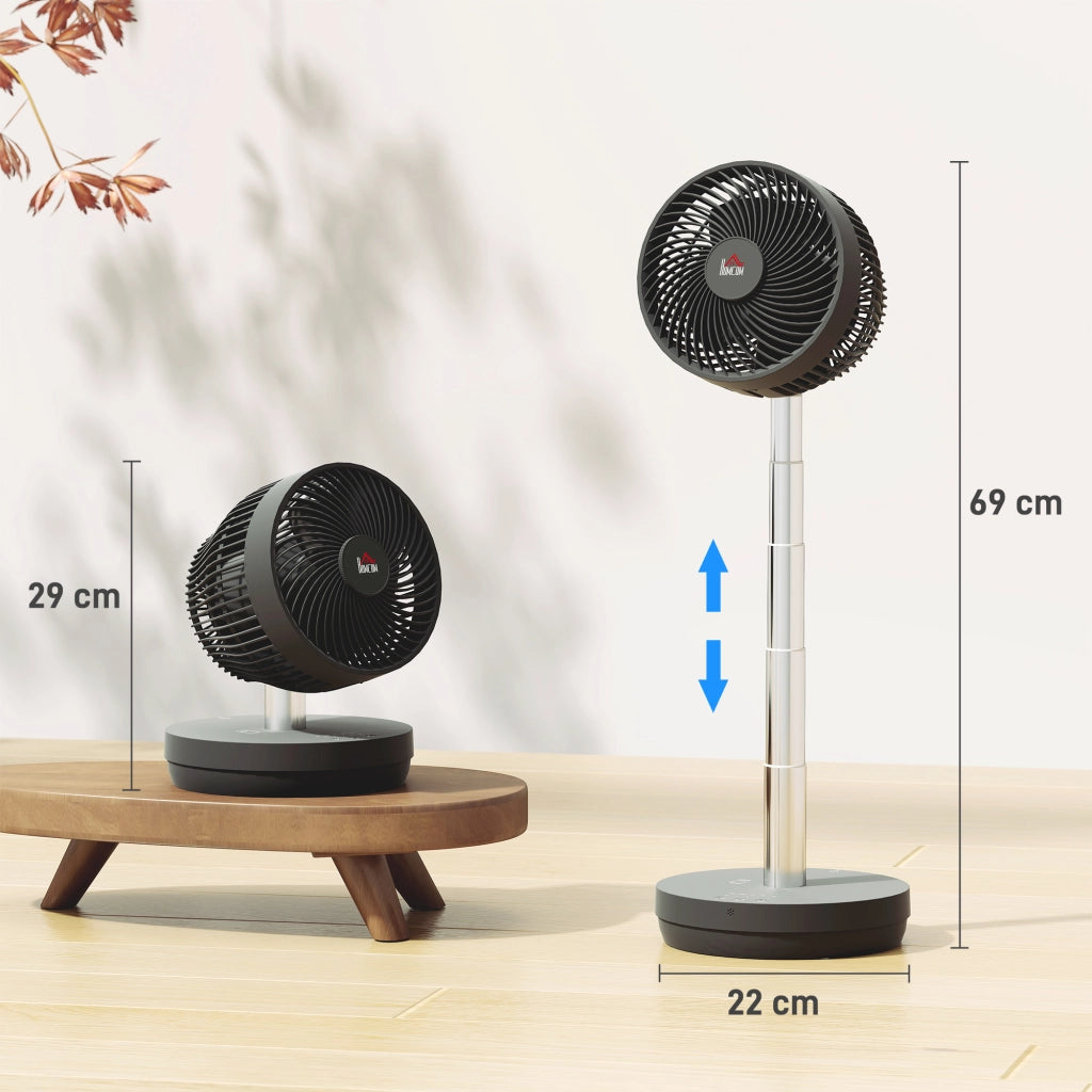 Ventilatore da scrivania con telecomando e batteria ricaricabile USB ¨C zephmum ¨C nero, regolabile in altezza e inclinazione