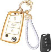 Sleutelli automatici per 3 tasti telecomando - Compatibili con VW Passat, Jetta, Golf, Touran e Skoda - Protezione TPU Silicona con chiusura per chiave