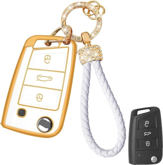 Sleutelli automatici per 3 tasti telecomando - Compatibili con VW Passat, Jetta, Golf, Touran e Skoda - Protezione TPU Silicona con chiusura per chiave