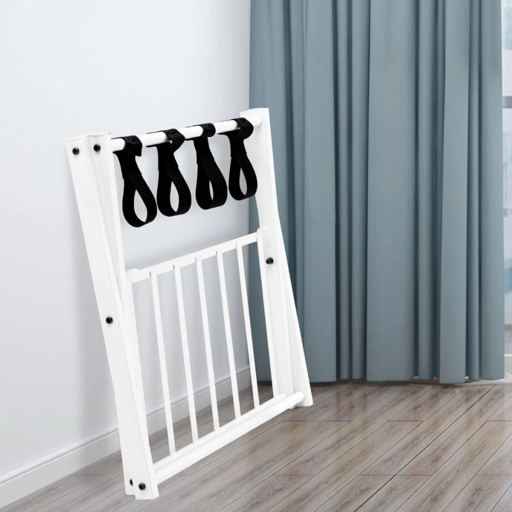 Portapacchi in ferro con spazio superiore inferiore, Supporto per bagagli pieghevole 68x43x56cm Bianco-Attrezzatura da campeggio
