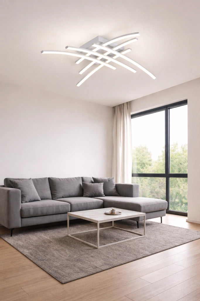 Plafoniera LED Moderna 38W 3040LM Design Curvo Intrecciato, CCT Switch Calda 3000K Naturale 4000K Fredda 6500K, Soffitto Alluminio Acrilico, da Interno