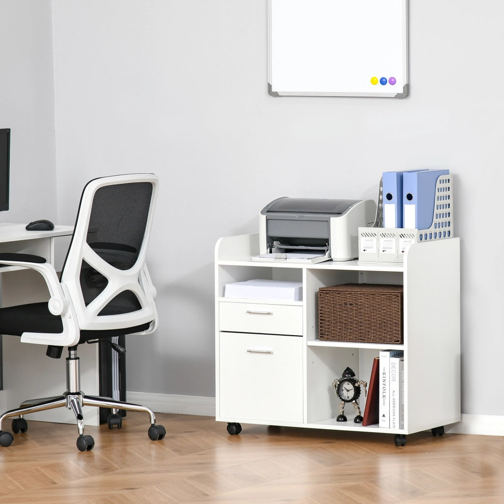 Carrello porta stampante ¨C zephmum ¨C 80x40x72 cm in legno bianco