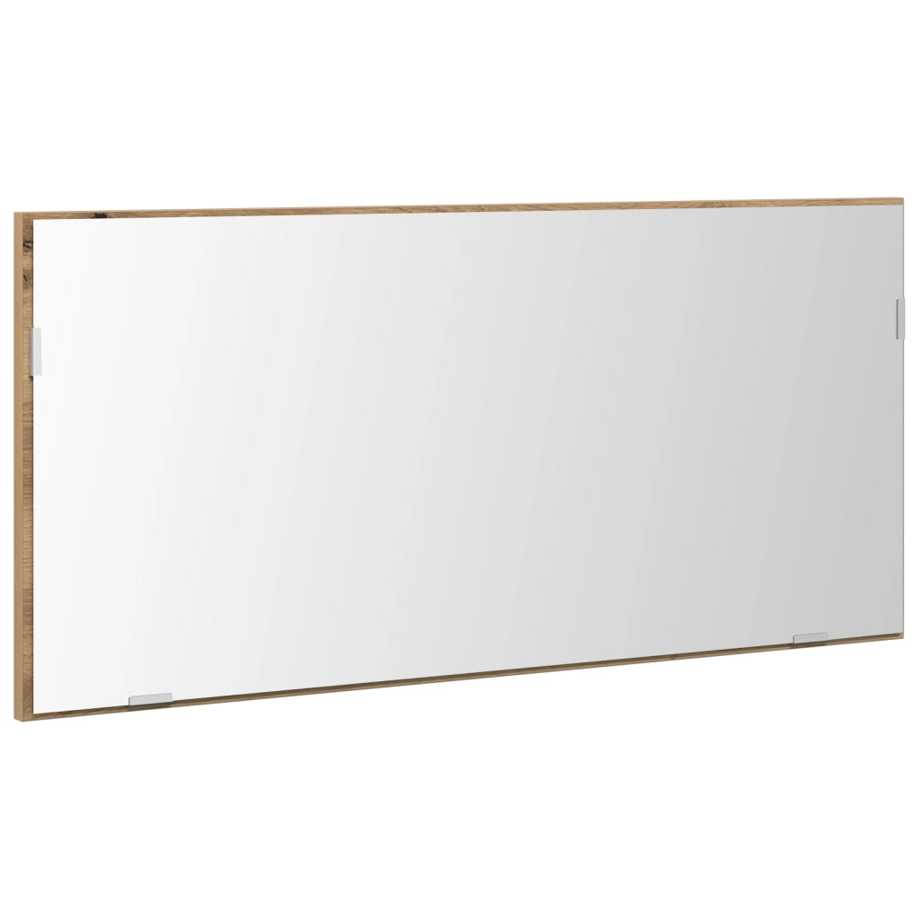 Mobile da bagno con specchio con luce LED in rovere artigianale 80x37 cm