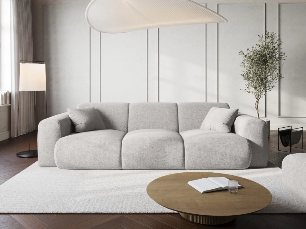 Cosmopolitan Design - Divano "Nolio" 3 posti in ciniglia grigio chiaro 