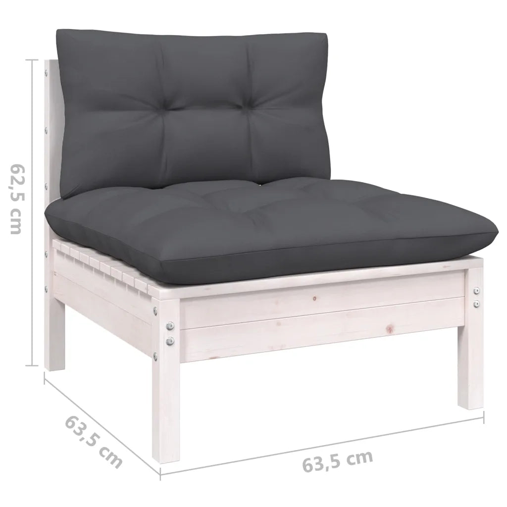 Set Divani da Giardino 8 pz con Cuscini Bianchi Legno di Pino 3096557