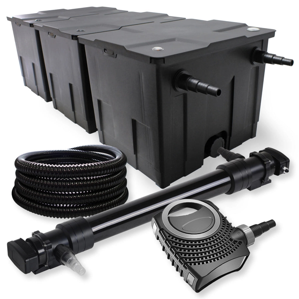 Set per laghetti da 90000l Filtro a 3 camere Chiarificatore UVC Pompa 80W Tubo
