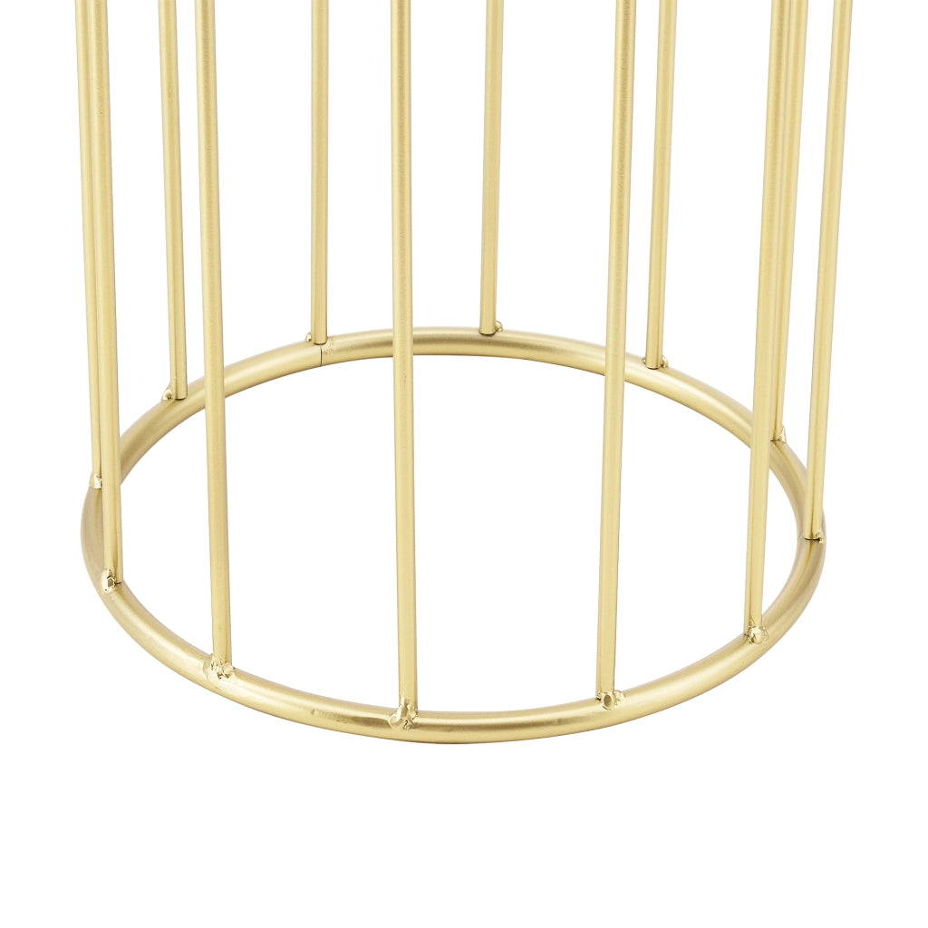 Set di 2 Portavasi in Metallo Supporto per Piante in 2 Misure Diverse con Coprivaso Nero e Base di Forma Rotonda in Color Oro