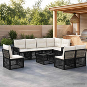 Set Divano da Giardino 9 pz Nero e Bianco Crema polyrattan 3435142