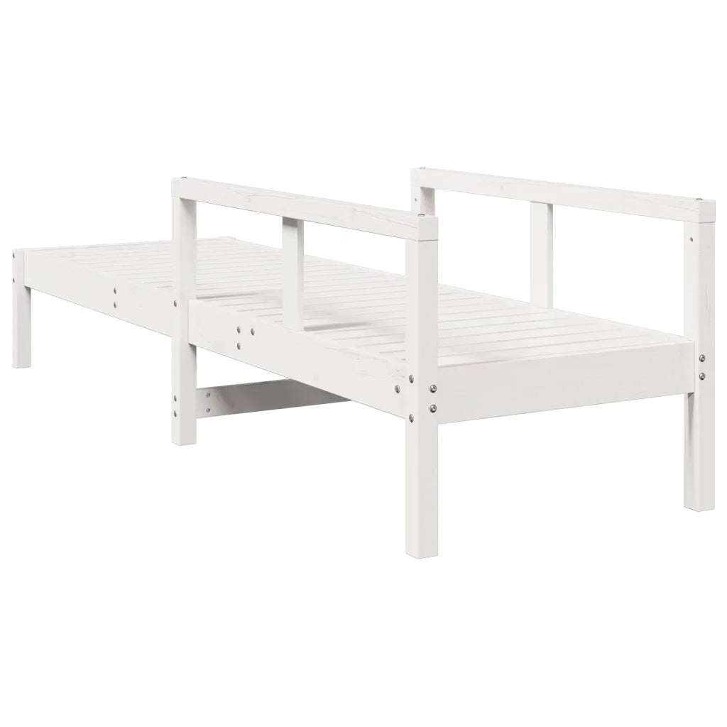 Lettino Prendisole | Sdraio da giardino | Lettino da sole Bianco 199,5x62x55 cm Legno Massello di Pino
