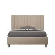 Letto una piazza e mezza contenitore imbottito 130x200 similpelle tortora Agueda