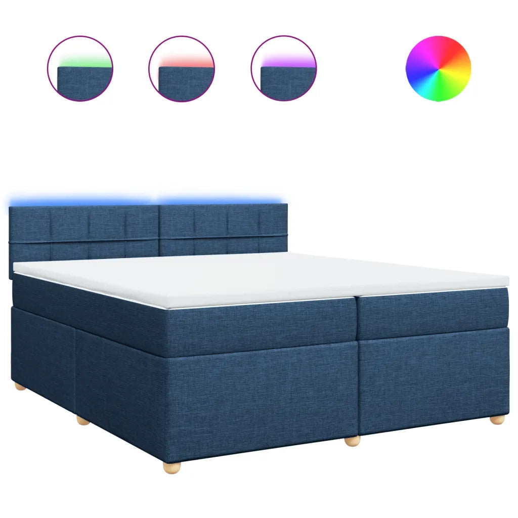 vidaXL Giroletto a Molle con Materasso Blu 200x200 cm in Tessuto