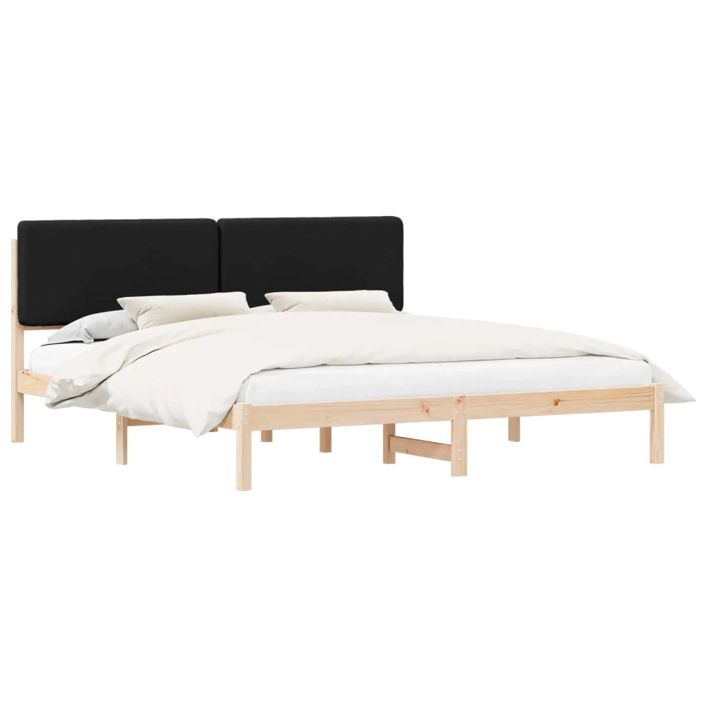 Letto con Testiera Rivestita Nero 200 x 200 cm Pino massello 3405564