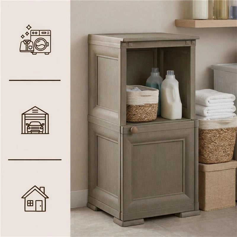 COMÒ COMODINO 2 MODULI TALPA 40X43X85,5 CM CON ANTA EFFETTO LEGNO E VANO A GIORNO – MOBILE CONTENITORE COMPATTO PER CAMERA DA LETTO