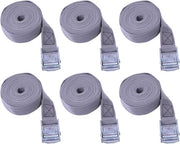 Set di 6 cinghie di ratto - Cinghie con gomma - Cinghie di trazione per lavorazione - trasporto auto - moto - bicicletta - archiviazione - 25mm x 1m - grigio-beige