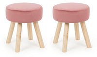 Set 2 Sgabelli  34x34x38 cm in Velluto Adeline Rosa