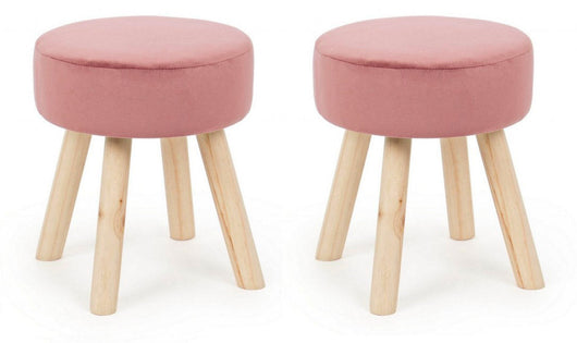 Set 2 Sgabelli  34x34x38 cm in Velluto Adeline Rosa