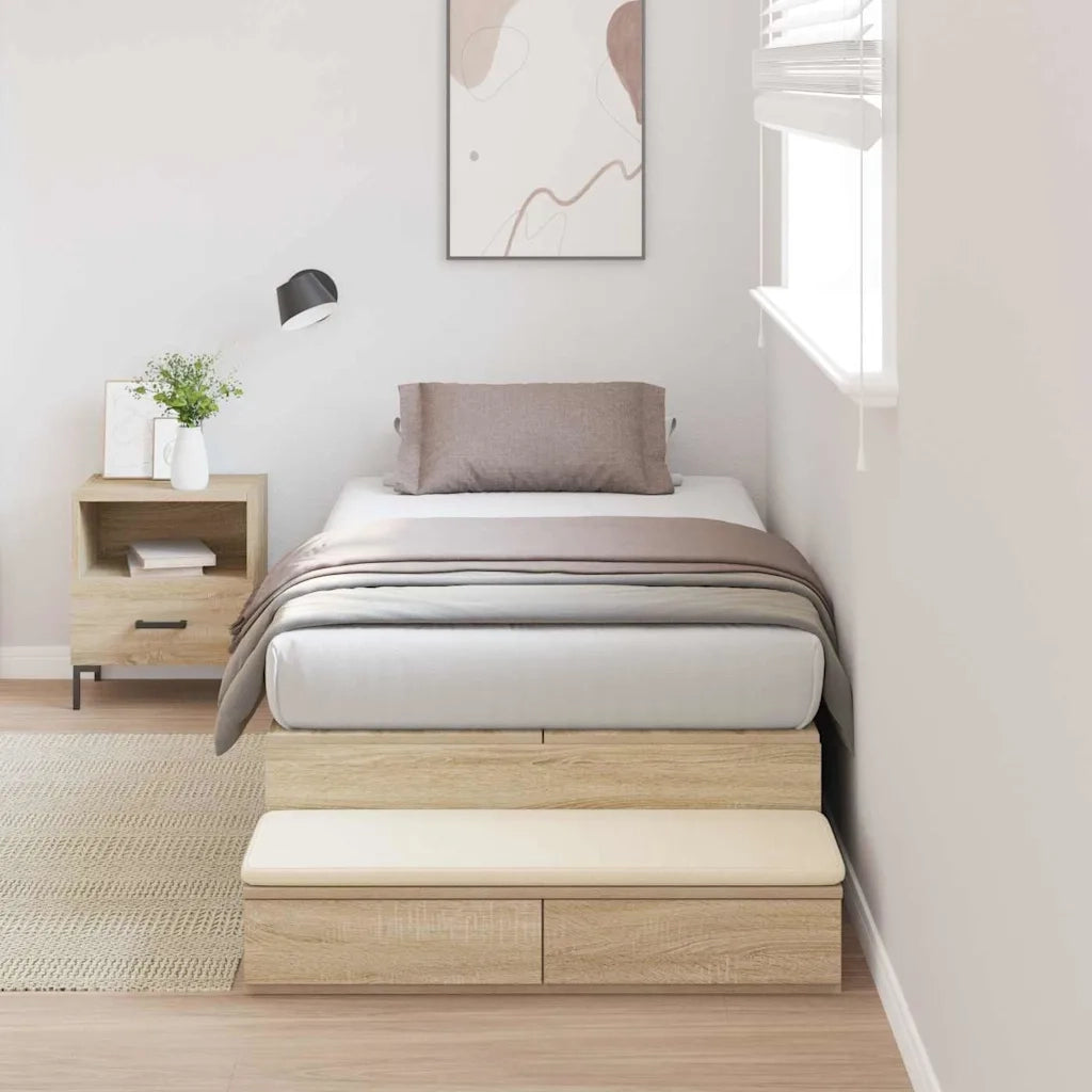 Struttura letto con contenitore Rovere Sonoma 80 cm 3335599