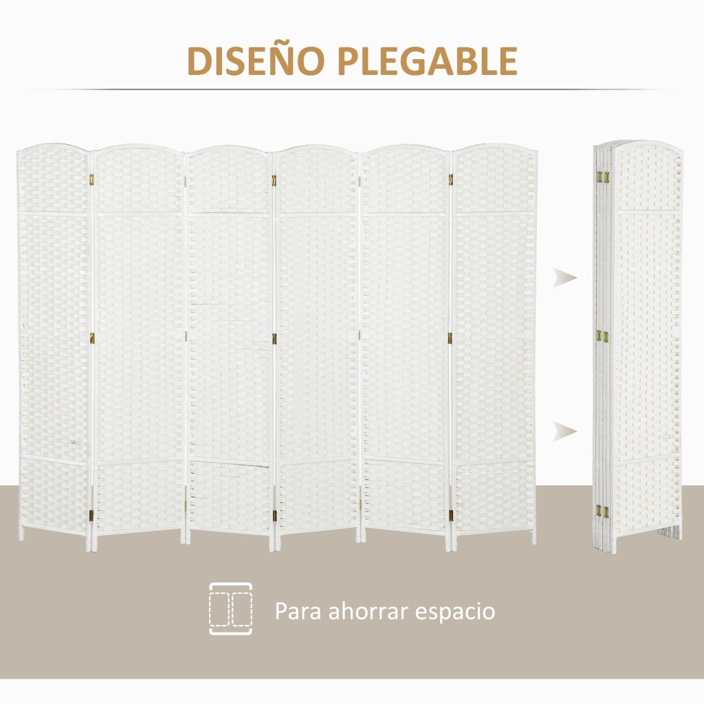 Biombo Separador de Ambientes 6 Paneles Pieghevole ¨C zephmum ¨C Bianco 240x170 cm