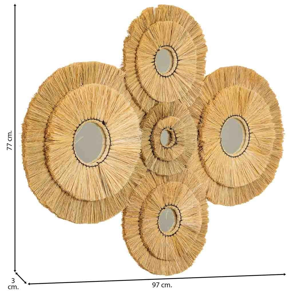 Specchio in fibra naturale marrone 97x77x3h