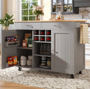 Isola da cucina mobile grigia 102x45x92 cm con portabottiglie