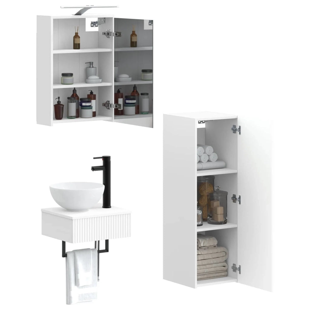 Set di Armadi da Bagno 4 pcs Bianco 43 x 16 x 62,5 cm 3407367
