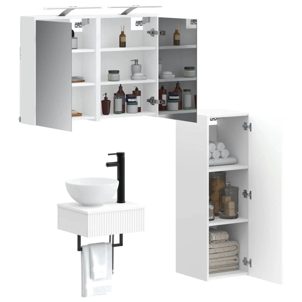 Set di Armadi da Bagno 4 pz Bianco Legno ingegnerizzato 3407367