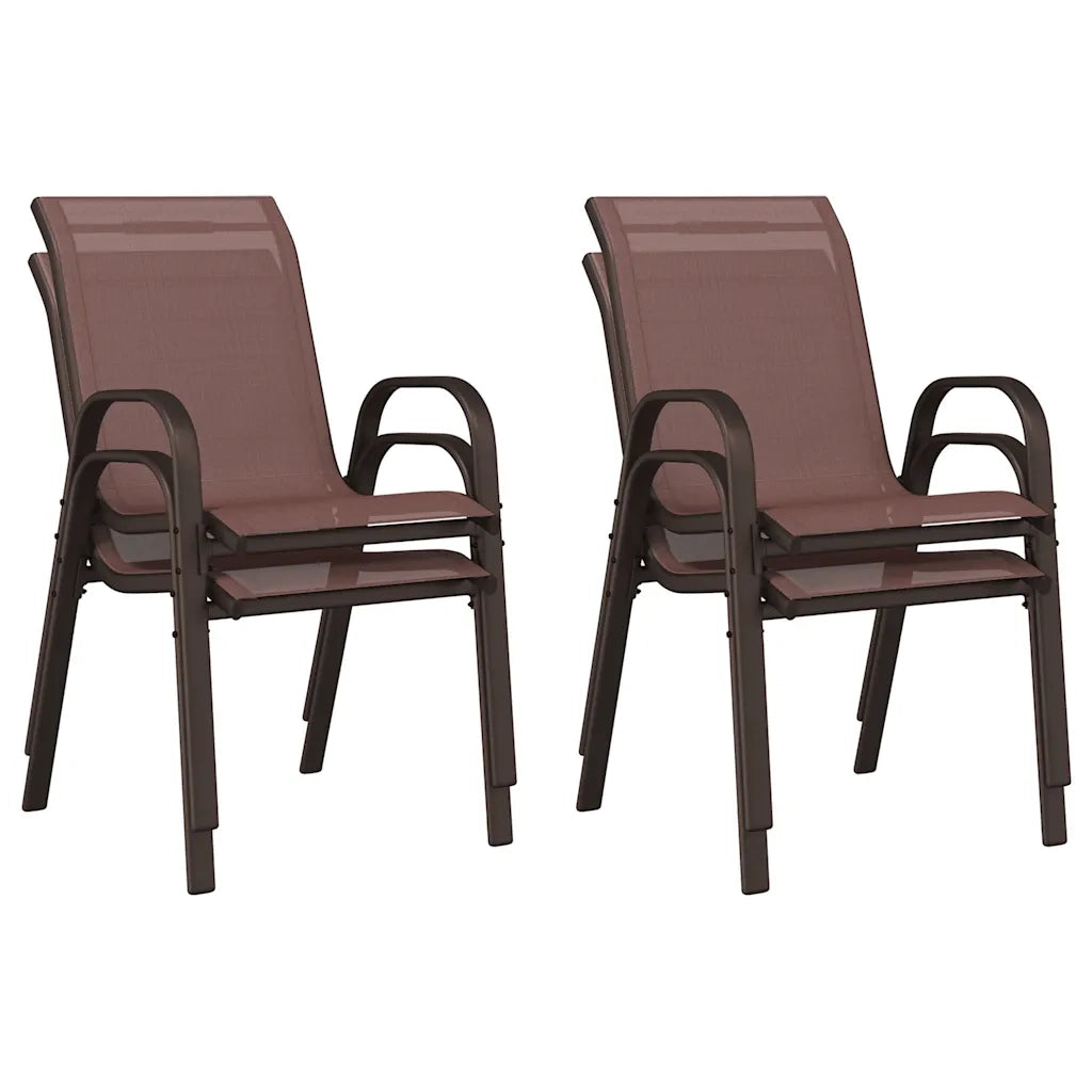 Sedie da Giardino Impilabili 4 pz in Tessuto Textilene Marrone 318782