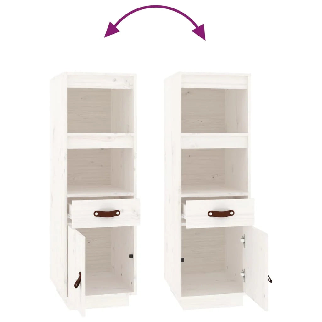 Buffet credenza cassettiera armadio mobile contenitore organizer cucina soggiorno salotto alto 34 x 40 x 108,5 cm legno massello di pino bianco 02_0032434