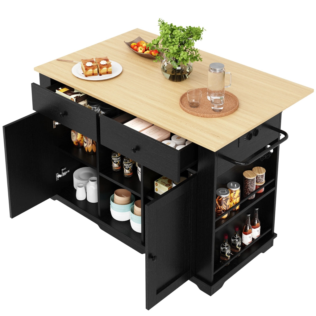 Tavolo da Cucina con Ruote e Piano in Legno ¨C MINIMAL ¨C Nero