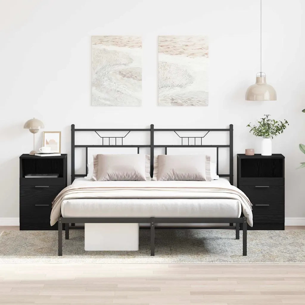 Armadio da Notte con cassetto 2 pcs Rovere Nero 40 x 35 x 65 cm 862742
