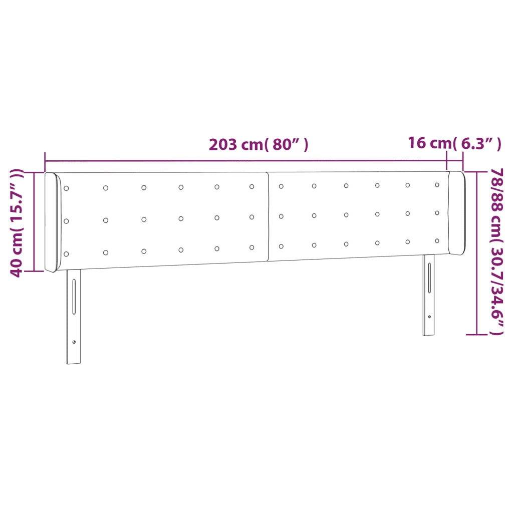 Testiera con LED-Testata Cappuccino a LED 203x16x78/88 cm in Similpelle 546306