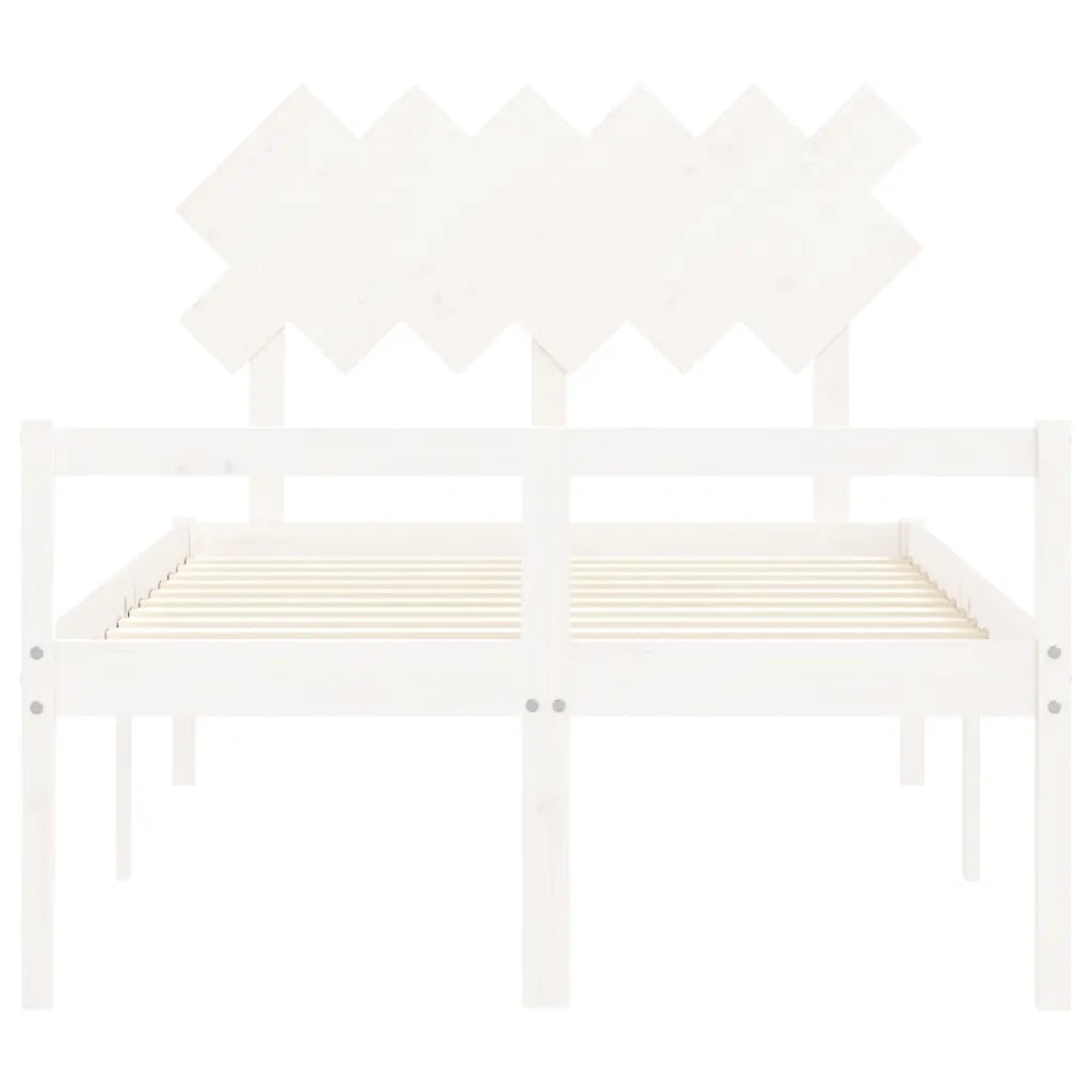 Letto per Anziani-Struttura Letto per Anziani  Bianco Testiera Small Double Legno Massello 551898