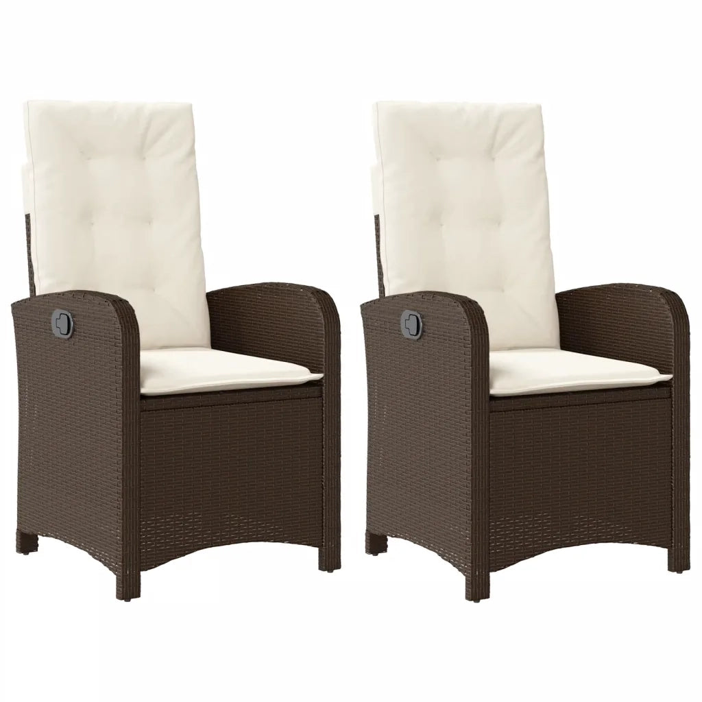 Sedie Reclinabili Giardino 2pz con Cuscini Marrone Polyrattancod mxl 110909